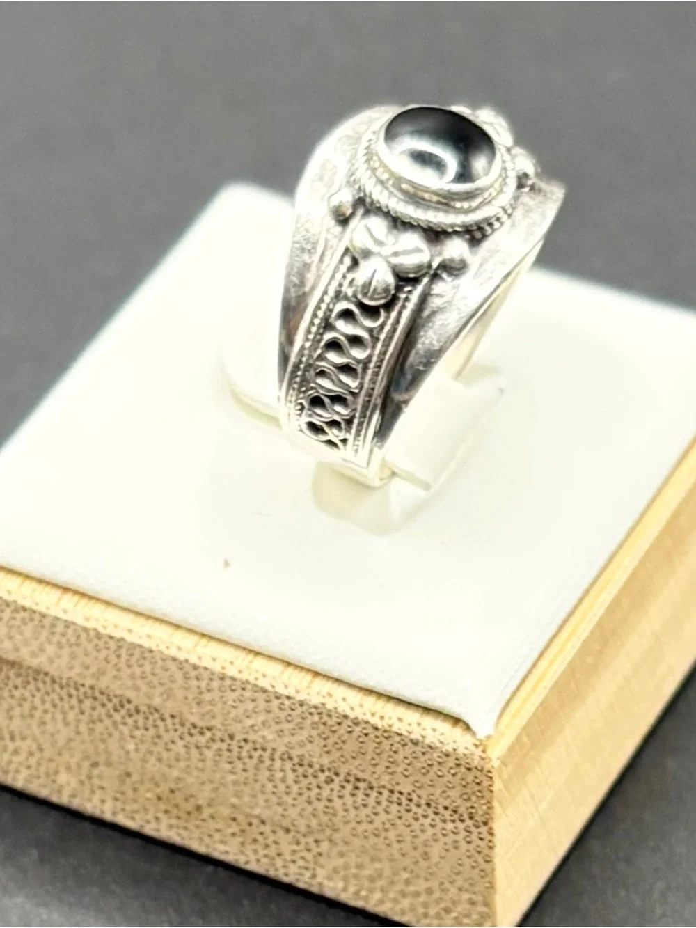 925 Sterling Silver Black Onyx Statement Ring